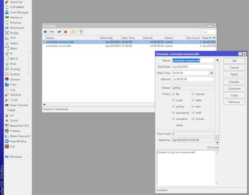 Renamed network in Mikrotik step 2.