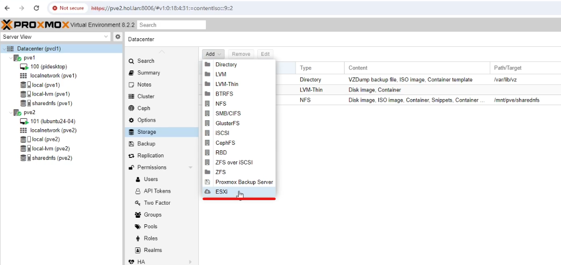 Import ESXi