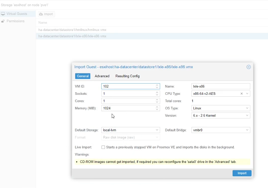 Import ESXi