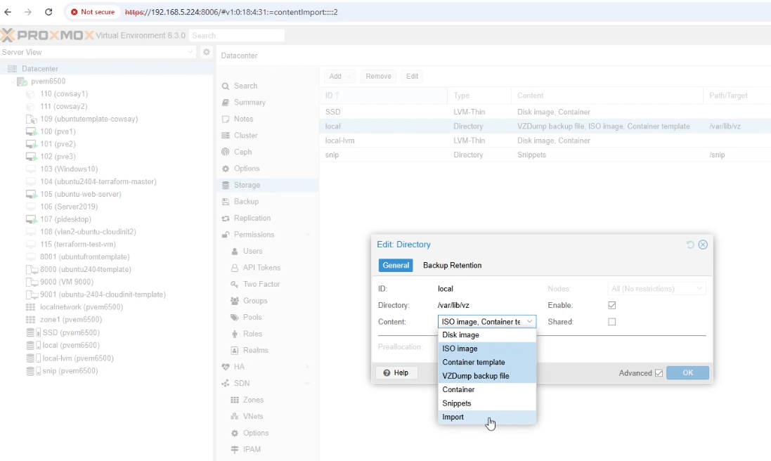 Import ESXi