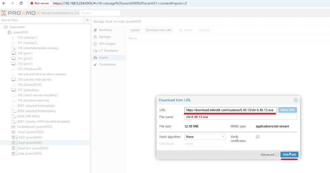 Import ESXi