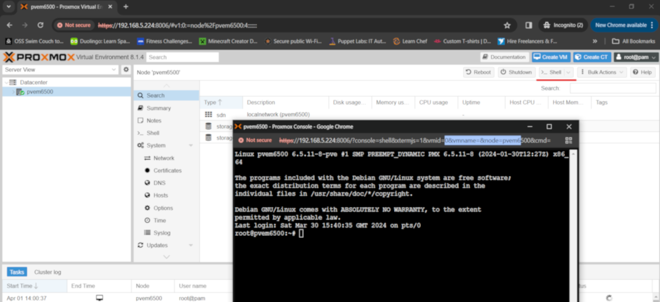 Proxmox Console Button